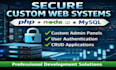 create a secure custom web system with PHP, nodejs, and mysql