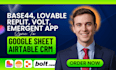 sync base44 lovable replit volt emergent app with google sheet or airtable crm