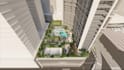 design modern residential tower, building landscape, render lounge interior