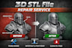 stl file repair, stl splitting, repair scanned stl file, convert stl files, edit