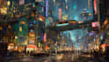 do cyberpunk futuristic city art