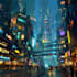 do cyberpunk futuristic city art
