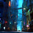 do cyberpunk scifi futuristic city