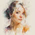 create a sketchy watercolor portrait
