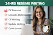 write professional resume in 24hrs