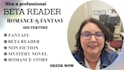 be your professional romance and fantasy beta reader