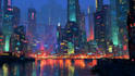 do cyberpunk futuristic city art