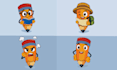draw 2d cartoon character with 4 poses