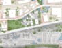 build 3d urban space development, site plan aerial view render, map illustration