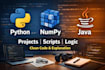 do python numpy and java projects scripts and problem solving