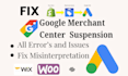 fix google merchant center suspension