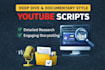 write deep dive and documentary style youtube scripts