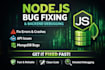 fix bugs in nodejs, expressjs, mongodb backend and API