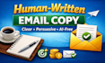 write human written sales and marketing email copy