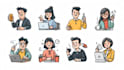 create hand drawn doodle icons, cartoon illustrations