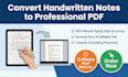 convert scanned handwritten document, text to a professional PDF