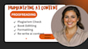 humanize ai content, proofread rephrase ai generated content or chat gpt