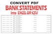 convert PDF bank statement to excel sheet