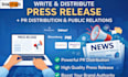write and distribute press release with PR distribution, public relations