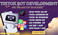 create tiktok affiliate bot, mass dm bot, social media bot, invite bot chatbot