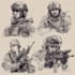 draw 2d game art military character design