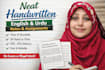 write neat english and urdu handwritten notes and assignment
