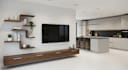 design modern cabinet, TV media wall, shelf, kitchen design, 3d rendering