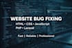 fix HTML, CSS, javascript,PHP bugs and website issues