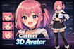 create 3d vrchat anime avatar custom vtuber model with face rig in blender unity