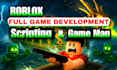 develop a complete roblox game with scripting map design character and animation