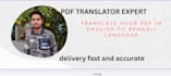 translate and pdf document format english to bengali and bangla