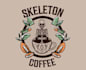 make retro skeleton drinking coffee shop logo