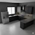 design kitchen and dinning interior in 3d and render