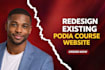 redesign podia website, astra, kadence, oceanwp, avada, salient, saasland , wix