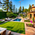 design landscape, terrace, backyard, pool, and patio