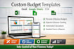 create custom excel budget template spreadsheet annual finance google sheets csv