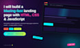 create a landing  page using HTML , CSS and javascript