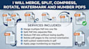 merge, split, compress, rotate, watermark and page number to pdfs