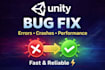 fix bugs in your unity 2d and 3d game android ios PC