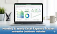 professional excel monthly and yearly expense tracker with dashboard