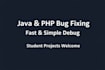 fix bugs and debug java or PHP code