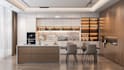 design modern bedroom, living room kitchen interiors with realistic 3d rendering