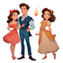 draw cartoon disney couple portrait