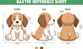 create a custom plush toy deign reference sheet with sewing pattern and details