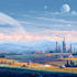 illustrate beautiful flat landscape illustration art