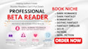 beta read your romantasy, dark romance, crime novel, novella ebook editing
