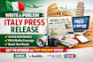 write and publish italy press release, article distribution, public relations