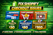 fix shopify checkout issues and payment errors