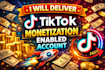 deliver tiktok monetization enabled account fast