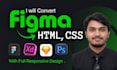 convert figma to html css, psd to html with responsive